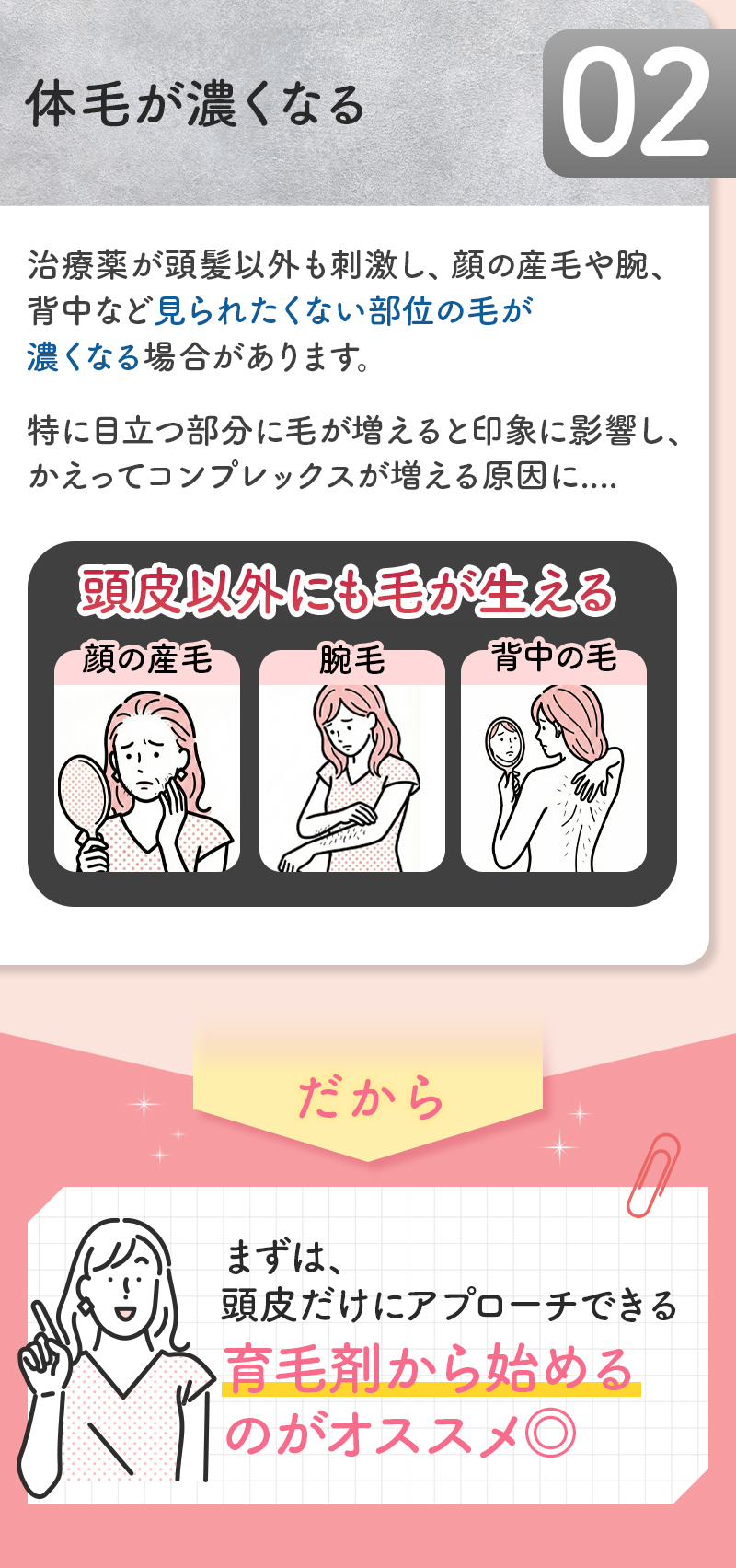体毛が濃くなる